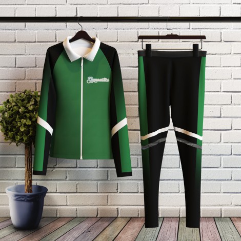 gymnastic warm up sets, jacket and pants green 5