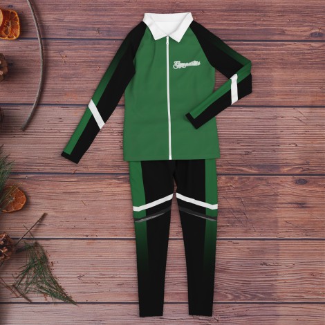 gymnastic warm up sets, jacket and pants green 6