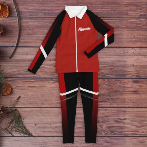 gymnastic warm up sets, jacket and pants red 6
