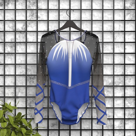 best long sleeve black leotard blue 5