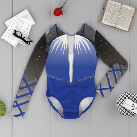 best long sleeve black leotard blue 6