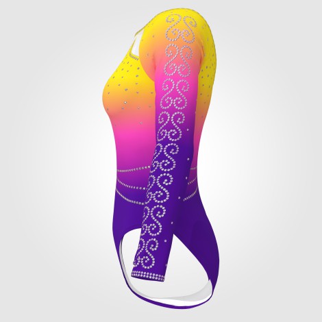 girls purple gymnastics set yellow 2