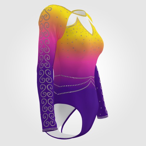girls purple gymnastics set yellow 3