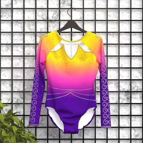 girls purple gymnastics set yellow 5
