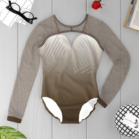 pink gymnastics leotards competition brown 6