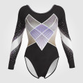 purple competition leotard for gymnastics black