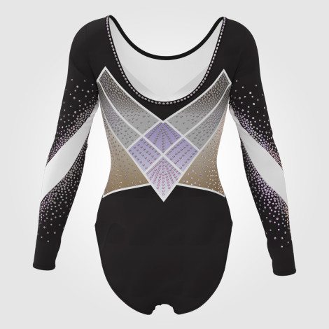 purple competition leotard for gymnastics black 1