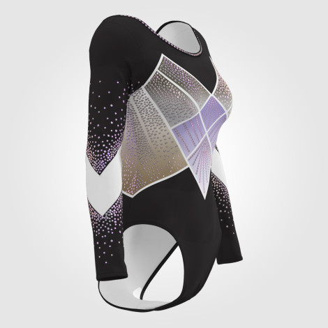 purple competition leotard for gymnastics black 3
