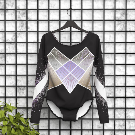 purple competition leotard for gymnastics black 5