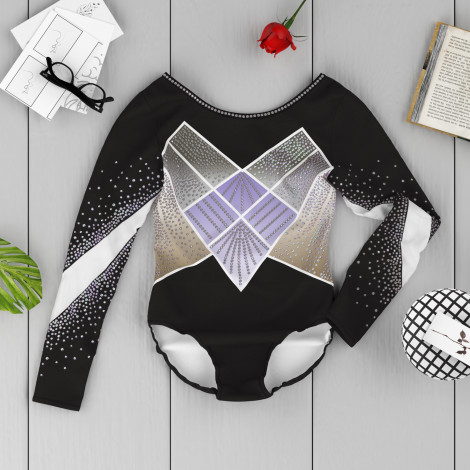 purple competition leotard for gymnastics black 6