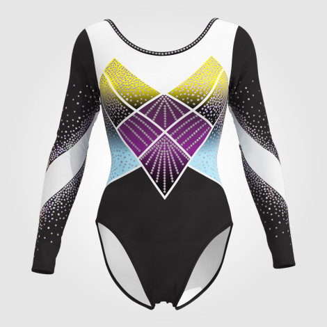 purple competition leotard for gymnastics yellow 0