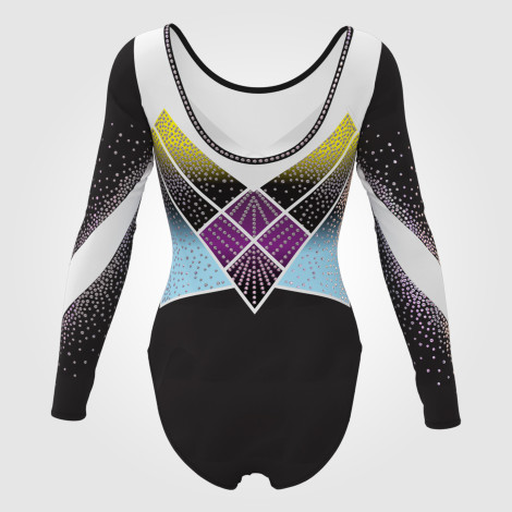 purple competition leotard for gymnastics yellow 1
