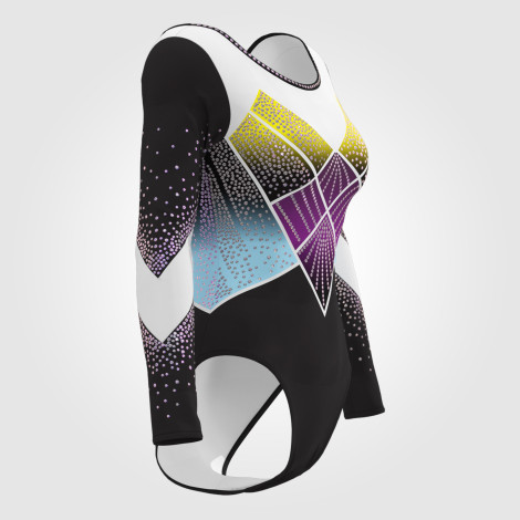 purple competition leotard for gymnastics yellow 3