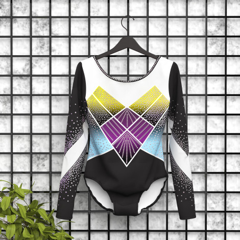 purple competition leotard for gymnastics yellow 5