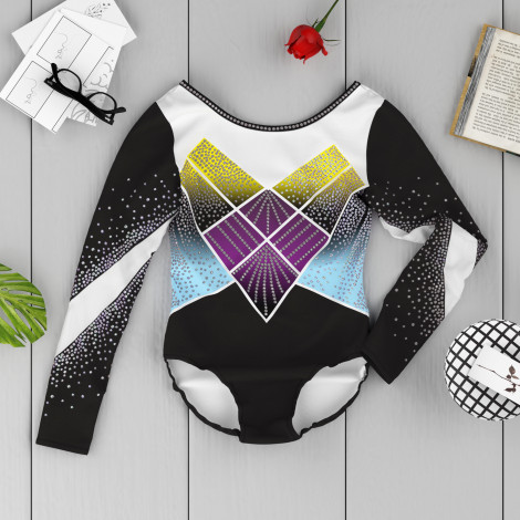 purple competition leotard for gymnastics yellow 6
