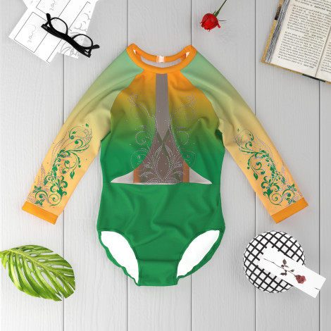 childs orange leotards for gymnastics green 6