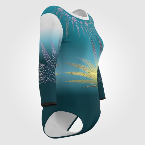 adult blue competition gymnastics leotards green 3