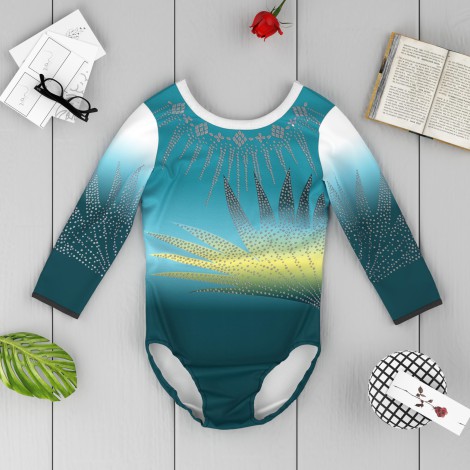 adult blue competition gymnastics leotards green 6