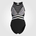 short sleeve black and white gymnastics leotard black