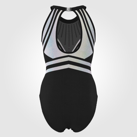 short sleeve black and white gymnastics leotard black 1