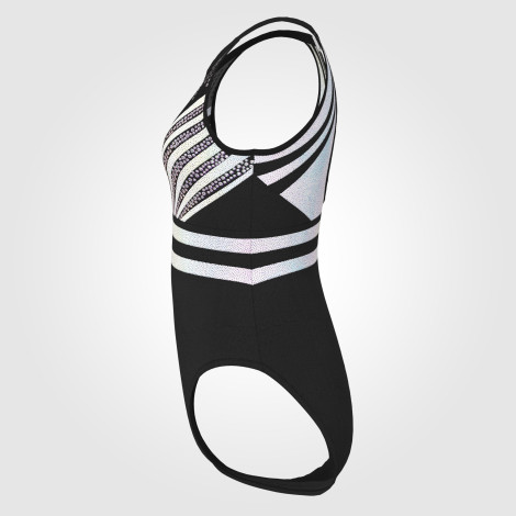 short sleeve black and white gymnastics leotard black 2