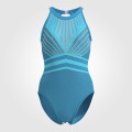 short sleeve black and white gymnastics leotard blue