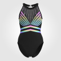 short sleeve black and white gymnastics leotard colorful