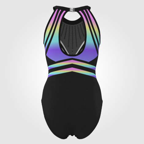 short sleeve black and white gymnastics leotard colorful 1