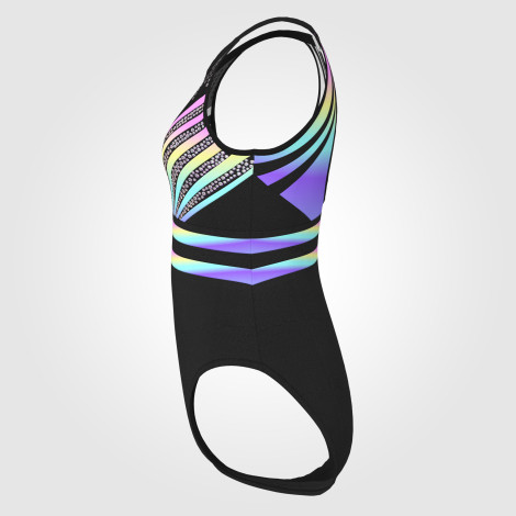 short sleeve black and white gymnastics leotard colorful 2