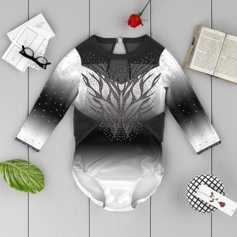 white olympic gymnastics apparel black 6