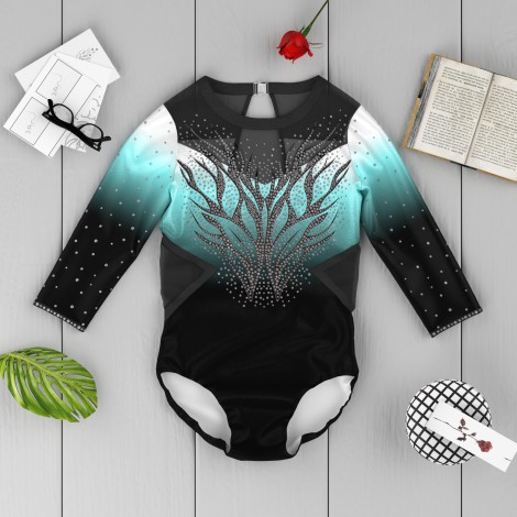 white olympic gymnastics apparel green 6
