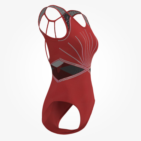 women royal blue gymnastics suits red 3