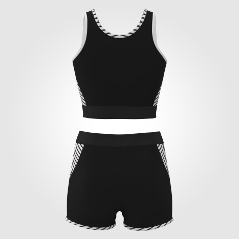 childrens gymnastics leotard with shorts black 1