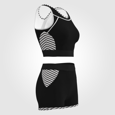 childrens gymnastics leotard with shorts black 3