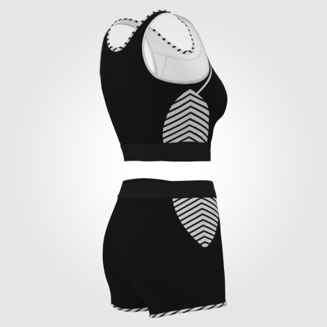 childrens gymnastics leotard with shorts black 4
