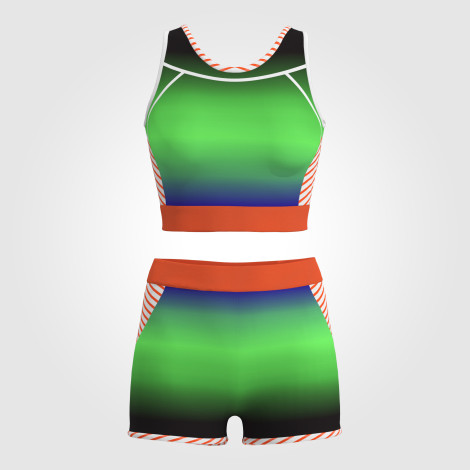 childrens gymnastics leotard with shorts green 0