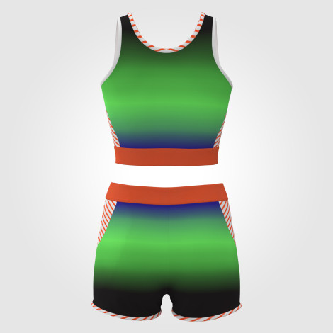 childrens gymnastics leotard with shorts green 1