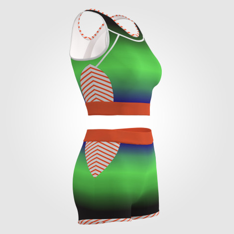 childrens gymnastics leotard with shorts green 3