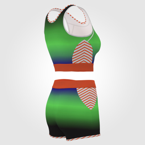 childrens gymnastics leotard with shorts green 4