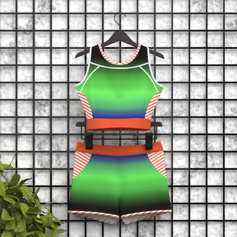 childrens gymnastics leotard with shorts green 5