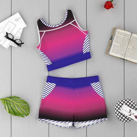 childrens gymnastics leotard with shorts pink 6
