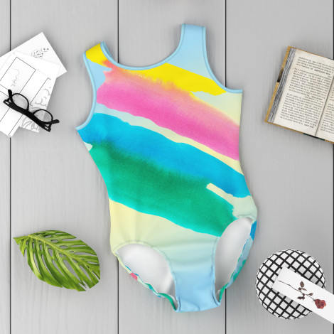 infant blue and white gymnastics leotards blue 6