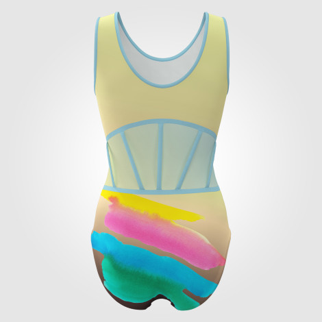 infant blue and white gymnastics leotards yellow 1