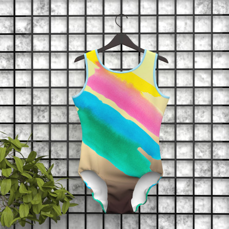 infant blue and white gymnastics leotards yellow 5