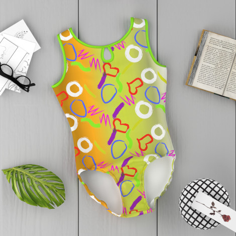 pink design gymnastics leotard orange 6