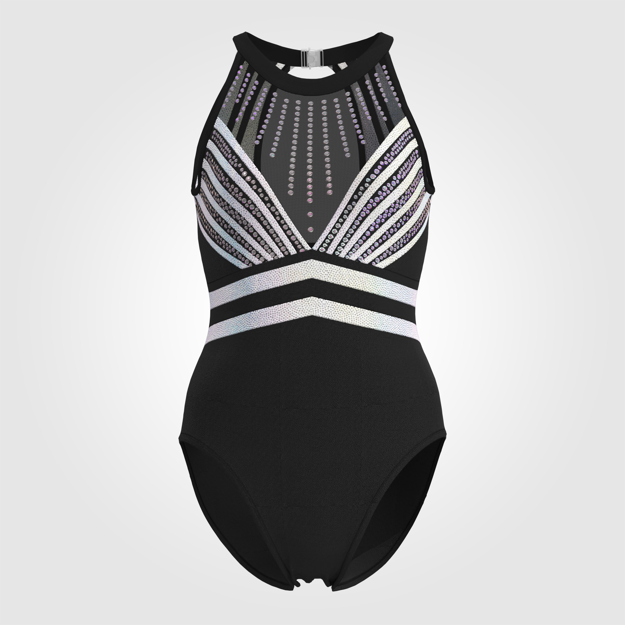 short sleeve black and white gymnastics leotard